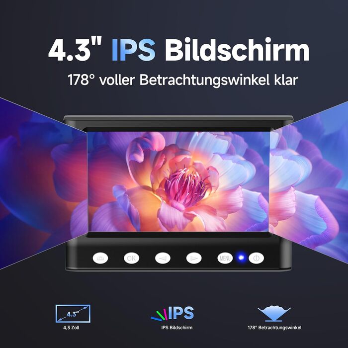 Цифровий мікроскоп Leipan LPM7 4.3' для дітей та дорослих, 1000x збільшення, IPS дисплей, 8 LED, USB-підключення до ПК (Windows/Mac), 32GB TF-карта, DM7-4.3' монетосвід