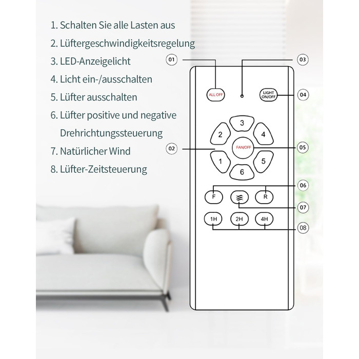Стеляний вентилятор з підсвічуванням та пультом дистанційного керування, тихий DC двигун, 132 см/52 дюйми, 3 дерев'яних лопаті, таймер, 6 швидкостей, сертифікований ETL, режим літо/зима для спальні (132 см/52 дюйми, Чорний)