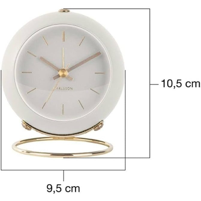 Karlsson [DL] Alarm Clock Globe White, design Armando Breeveld. Dimensions: Diameter 9.5cm, Height 10.5cm, Depth 7cm. Battery not included (requires 1 AA battery).