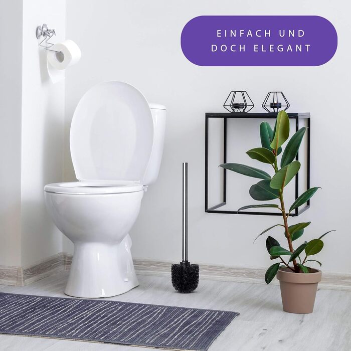 Набір з 4 щіток для унітазу KLINOO, чорний колір, діаметр 8 см, з нержавіючою ручкою та змінною головкою