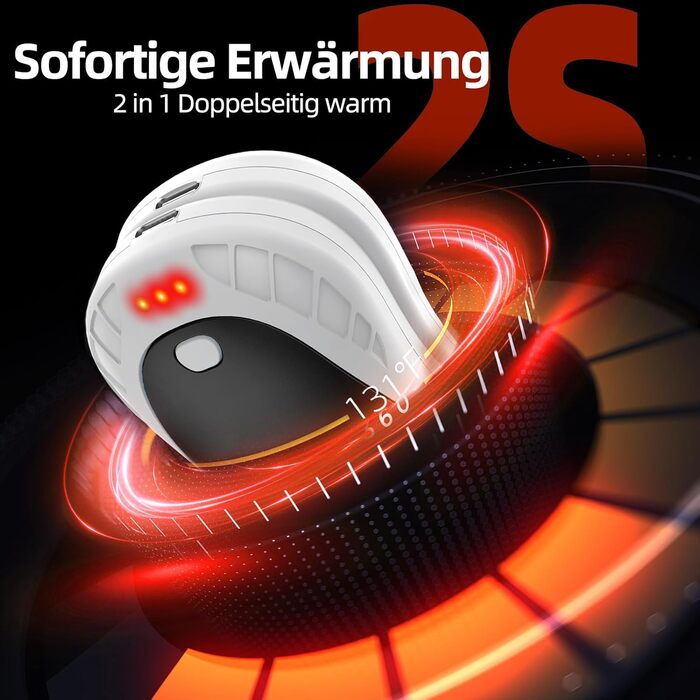 Електричні грілки для рук, 2 шт. Переносні кишенькові грілки, акумуляторні, 6000mAh, 3 режими нагріву, швидкий нагрів, ідеальний подарунок для спорту на відкритому повітрі, Різдво взимку, білий/чорний