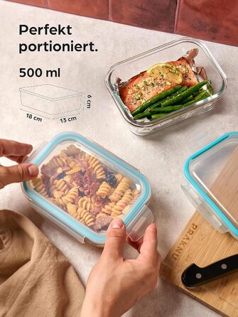 Контейнери для зберігання харчових продуктів Praknu 1000 мл (набір 4 шт.) - герметичні, штабельовані, без BPA, для мікрохвильовки та морозильника