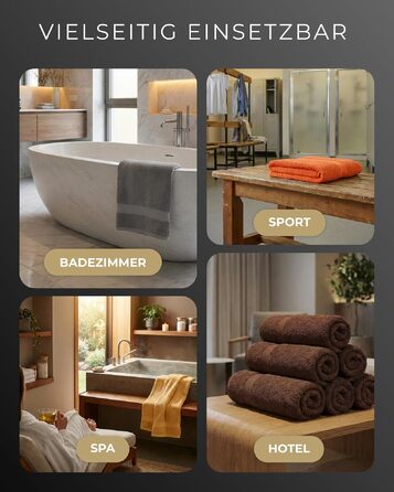 Набір махрових рушників 100% бавовна, 50x100 см, 600 г/м², Oeko-TEX, чорні, 8 шт.