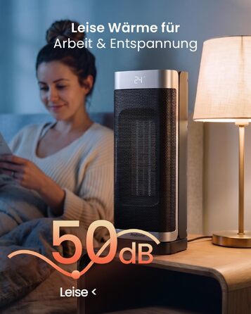 Керамічний тепловентилятор-товіль Pro Breeze ThermaCube Plus 2200W з термостатом, дистанційним керуванням та Eco-режимом, поворот 65°, захист від перекидання