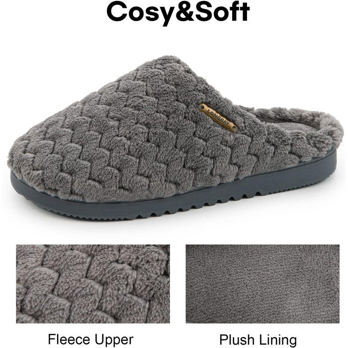 Жіночі халапи LongBay з піною Memory Foam та плюшем, антиковзкі, 38/39 EU, сірі