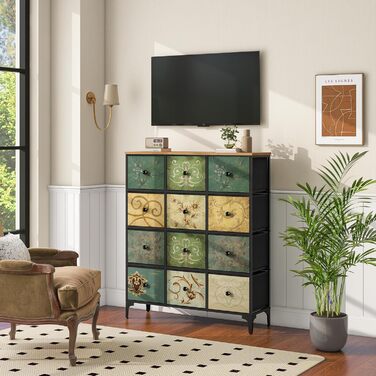 LYNCOHOME Chest of Drawers Cabinet with 8 Fabric Drawers, Sideboard with Fabric Drawers, Drawer Cabinet for Kitchen, Office, Hallway, TV Stand with Fabric Drawers (29.8D x 100W x 118H cm (12 Drawers))
