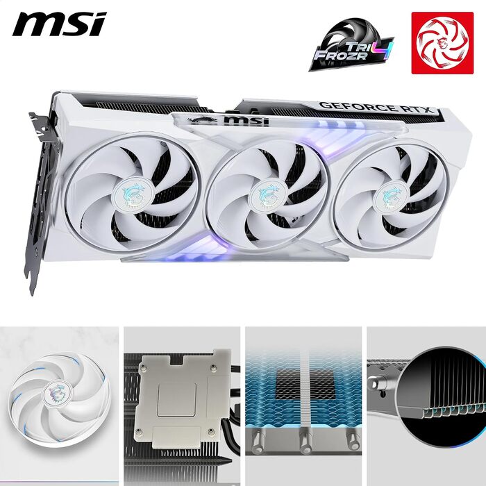 Відеокарта MSI GeForce RTX 5060 Ti Gaming Trio OC White 16GB GDDR7, PCIe 5.0, 2647 MHz