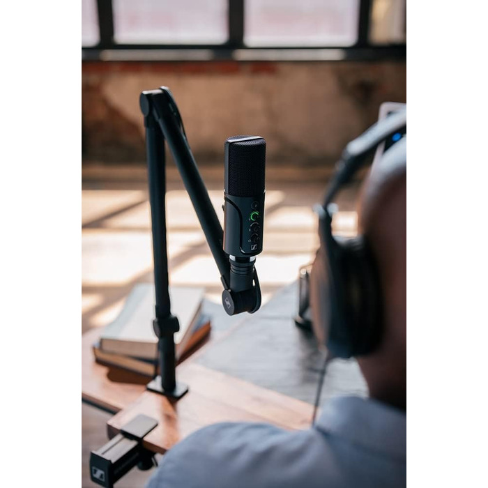 Мікрофон Sennheiser Profile USB з конденсаторною капсулою | Підтримка Plug & Play, ідеальний для подкастів та стрімінгу | Комплектація: настільний штатив та кабель USB-C 1.2м | Чорний (700065)