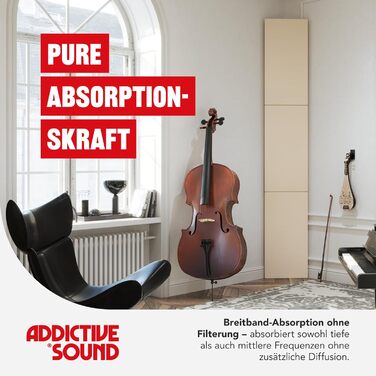 Бас-пастка для кутів Addictive Sound Standard — Студійна акустична панель (басова пастка) зі спеціальної мінеральної вати, 80-2000 Гц, бежева, 98 см, Made in EU