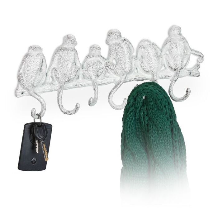 Relaxdays Monkey-Themed White Coat Rack