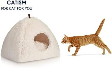 Cat Bed Washable Cat Sleeping Place for Cats Cat Cave Plush Pet Cat Head Pillow Cat House Cat Cushion Fluffy Kitten Puppy Snuggle Bed Pet Bed White