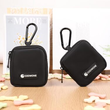 Сумка для ласощів для собак COOWONE з кликером для дресирування, водонепроникна, з тримачем для кульок для екскрементів, чорна