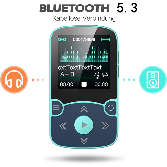 MP3 плеєр AGPTEK Bluetooth 5.0 32GB з кліпсою, 1.5