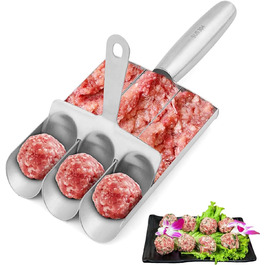 Форма для фрикадельок з нержавіючої сталі Quixotic, 3-в-1, ручна для м'яса, риби та креветок