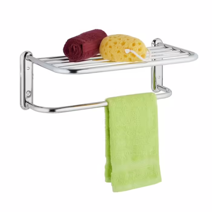 Relaxdays Chrome Wall-Mounted Towel Rack