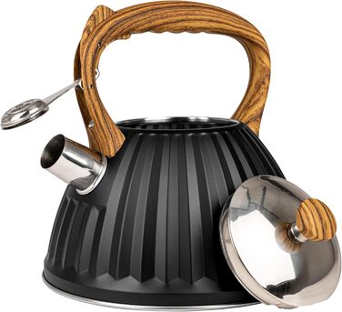 Чайник для води Karl Hausmann Induktion 3L, чорний, з автоматичним свистком, нержавіюча сталь, для всіх типів плит