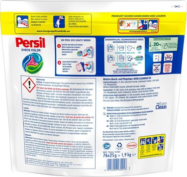 Капсули для прання Persil 4in1 Color DISCS, глибоке очищення та гігієнічна свіжість для кольорових речей, 76 шт