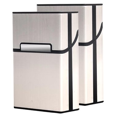 Металеве екіпе для сигарет на 20 сигарет, рожеве золото, сірий, шампань (2 шт.)