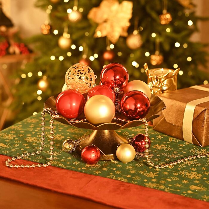 Набір ялинкових прикрас Valery Madelyn (50 шт.) - ялинкові кулі, червоно-золотий декор з підвісками