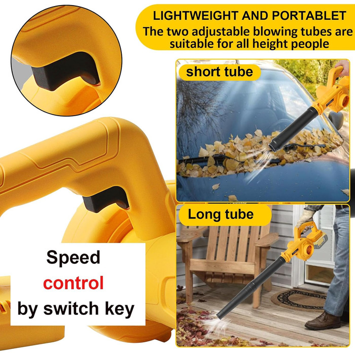 Powarobor Cordless Blower/Leaf Blower for Dewalt 18V Batteries, Compact Air Blower for Lawn Care, Leaf Blowing, Terrace and Garage Cleaning (device only, without battery and charger)