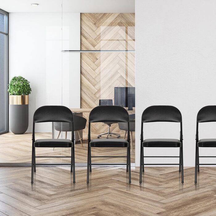 Складний офісний стілець hjh OFFICE TUDELA, м'який, чорний, екошкіра, вантажопідйомність до 130 кг