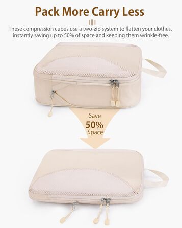Органайзери для валізи Anjing Compression Cubes - 10 шт., компресійні куби для подорожей, сірий (бежевий)