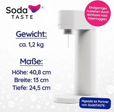 Набір Mysoda Woody: Газова вода вдома - Спрейер з екологічного дерева, пляшка 1л BPA-free, 2 балончики CO2 (Classic & Citron)