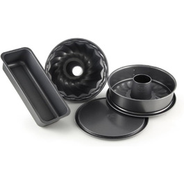 Dr. Oetker 4-Piece Baking Mould Set BACK-HARMONIE, including a springform pan (for flat and tube cakes), a loaf pan, and a Bundt cake pan, with ceramic-reinforced non-stick coating, 1 x 4-piece set