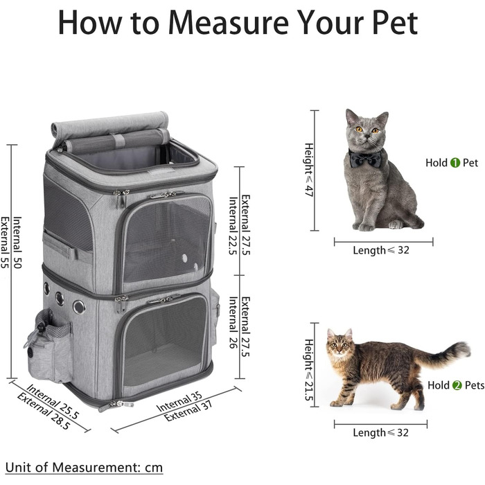 Рюкзак для котів та собак, 2-в-1, знімні відділи, до 12 кг, переноска, складаний, з вентиляцією, сірий L