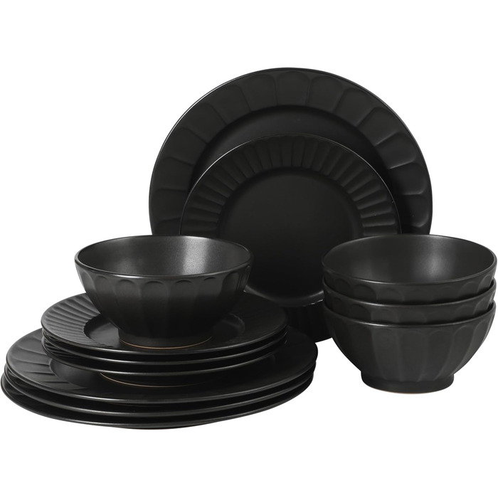 Сервіз столовий 16-частинний Gibson Elite Northrock Steingut для 4 осіб (12 предметів) - білий з ручним розписом, основа з теракоти