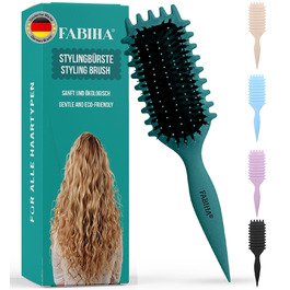 Щітка для волосся Lockenbürste Premium - для кучерявого волосся, біо-щітка з щетиною дикого кабана, без заплутування, оригінальна 3-в-1 для створення локонів (Ліловий/Блакитно-зелений)