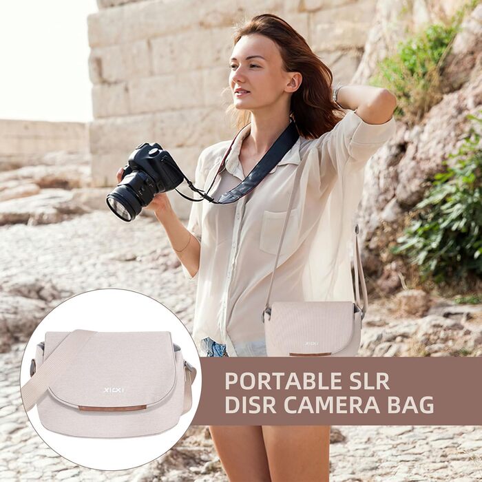 Сумка для камери: сумісна з Fujifilm, Canon, Nikon, Sony SLR/DSLR, водонепроникна, стильна, універсальна (бежевий, сірий)