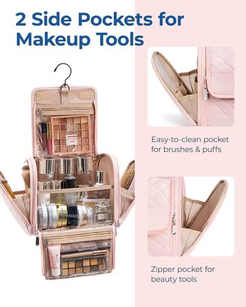 Організатор для косметики BAGSMART, велика косметичка для жінок, водонепроникна сумочка для туалетних аксесуарів, рожева