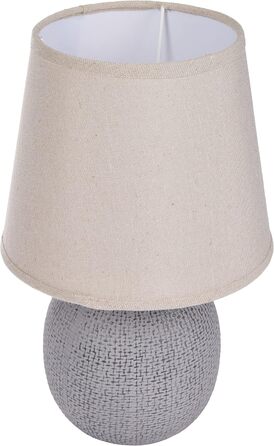 BRUBAKER Настільна/Нічна лампа 2 шт. - 28,5 см - Коричневий/Бежевий - Керамічні цоколя з текстурою - Льонові абажури Бежеві