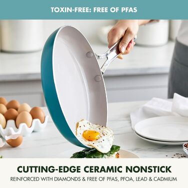 Набір сковорідок GreenPan Nova (3 шт.): 20.3 см та 25.4 см, індукційні, без PFAS, антипригарне покриття, для плити та духовки