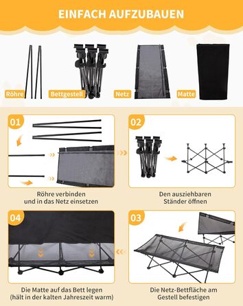КінгКемп лежанка для собак, піднята лежанка для домашніх тварин, лежанка для собак на відкритому повітрі, чорна, 57 x 57 x 23 см (126 x 66 x 33 см)