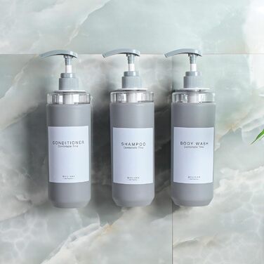 Набір дозаторів для душу GOYISEE, 3 шт. сірого кольору для мила та шампуню, аксесуари для ванної кімнати