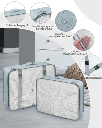 Органайзери для валізи 8 шт., дорожні куби для подорожей, водонепроникні, з косметичкою, сірі