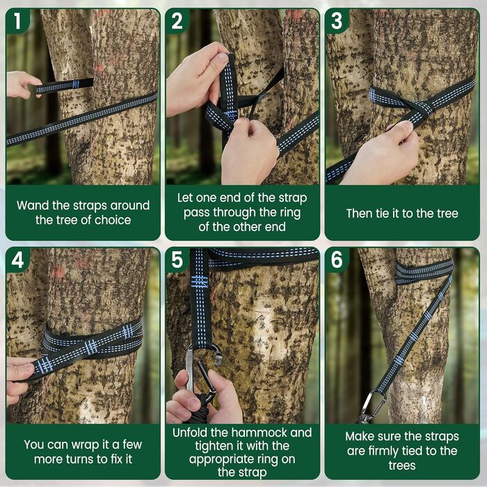 Гамак для двох осіб XXL 300 x 200 см – Складаний, ультралегкий та портативний. Міцний гамак для відпочинку на природі з вагою до 300 кг – ідеально підходить для саду, кемпінгу та подорожей (темно-зелений)