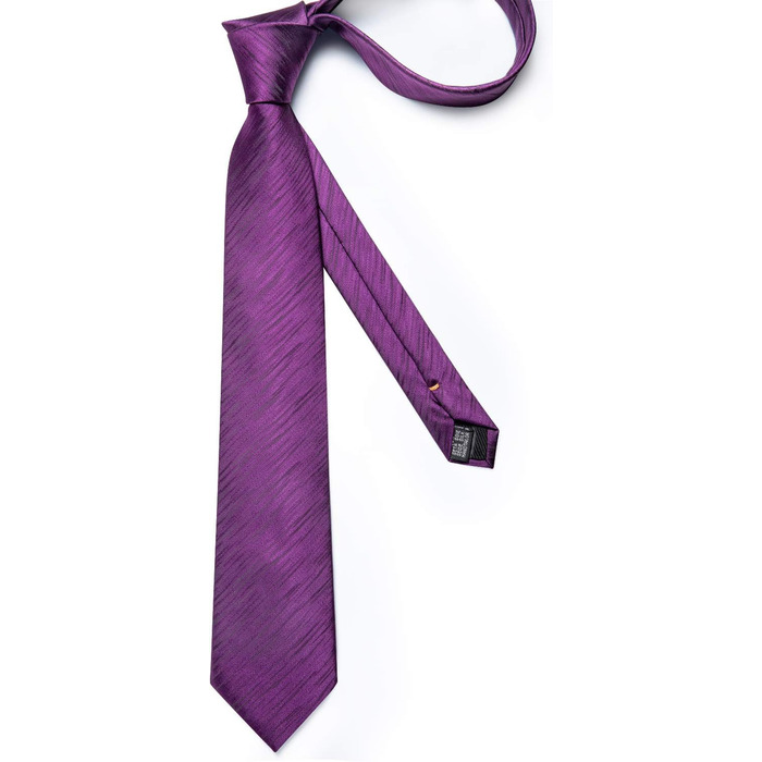 Комплект краватка та хустинка DiBanGu шовкова, фіолетова, для весілля та офісу