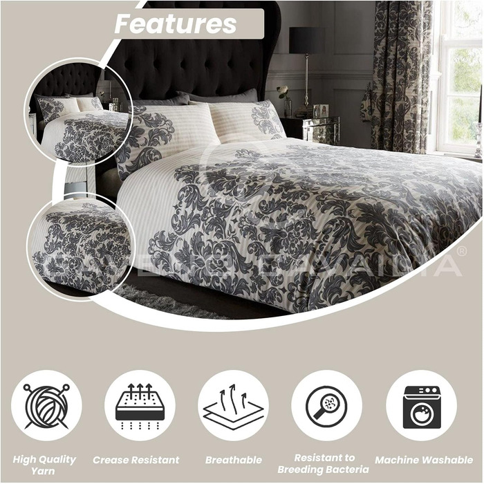 Комплект постільної білизни Gaveno Cavailia Empire, Дамаск, поліестер/бавовна, фіолетовий, двоспальний, 200x200 см, 11152873 (кремовий, Superking 260x220 см)