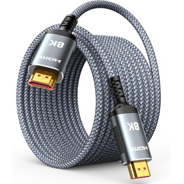 HDMI кабель Highwings 15м 8K, HDMI 2.1, 48Gbps, Ultra Highspeed, HDR10, eARC, DTS:X, HDCP 2.2/2.3, сумісний з PS5/PS4/PS3, HDTV, Blu-ray, монітор