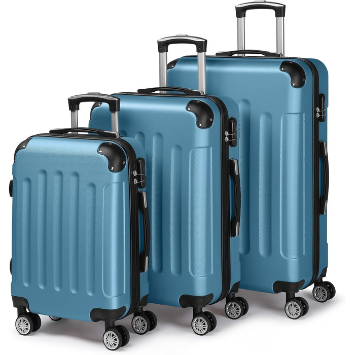 Набір валіз LEADZM 3 шт. з захистом кутів, ABS, телескопічна ручка, ручна поклажа, контрастне забарвлення (кремово-білий)