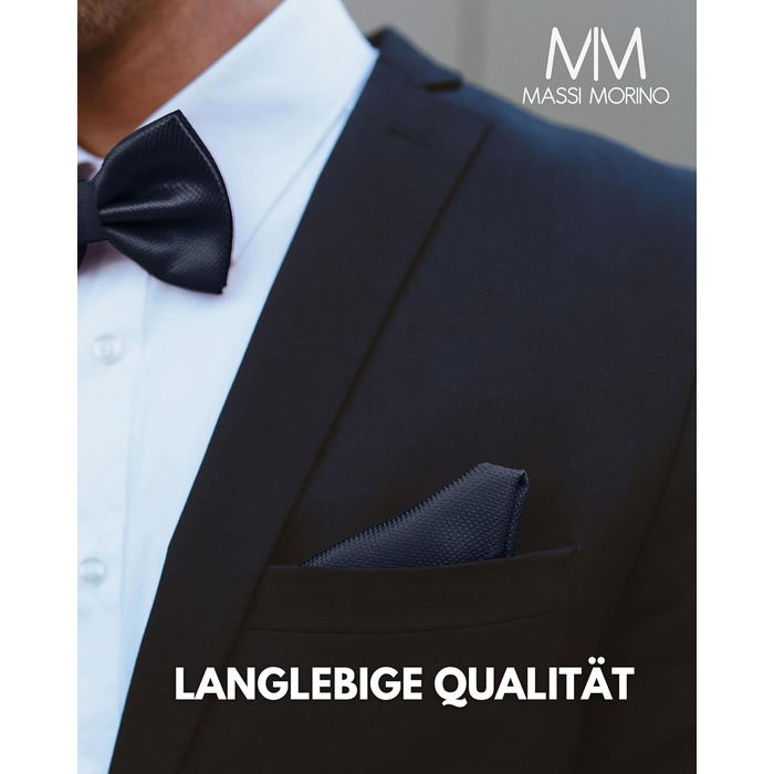 Массі Моріно: Комплект краватка-метелик та кишеньковий хустинка для чоловіків - Весільний костюмний аксесуар, регульована метелик, темно-синій