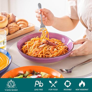 Набір супових тарілок Vancasso Bonita (6 шт.) з кераміки: супові, для пасти, спагеті, рамен, салати