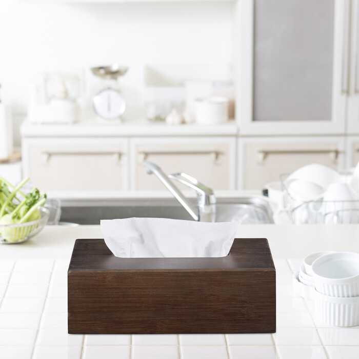 Relaxdays Bamboo Towel Box Dark Brown