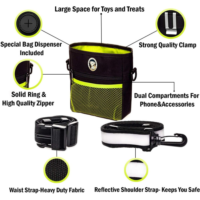 Сумка для ласощів для собак LeckerliTasche: тренувальна сумка з клікером та складним мискою, чорна