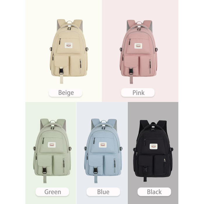 Шкільний рюкзак FIORETTO для підлітків та жінок. Водостійкий, легкий, з відділенням для ноутбука 14 дюймів. Зелений колір.