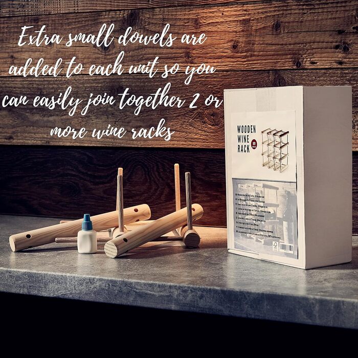 Wooden wine rack for 12 bottles, practical for kitchen or home bar. Modular wine bottle rack, natural beechwood.