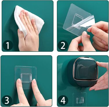 Настінна мильниця Flip-Deckel без свердління з піддоном для мила, вологостійка, для ванної та кухні (Темно-зелений)